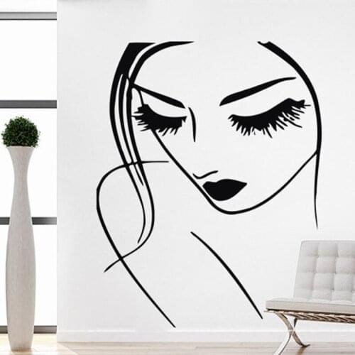 Beauty Salon Lashes Lips Eyes Vinyl Sticker Decals Girl Woman Hairdresser Spa Vinyl Indoor Decor Removable Bedroom Mural Z229