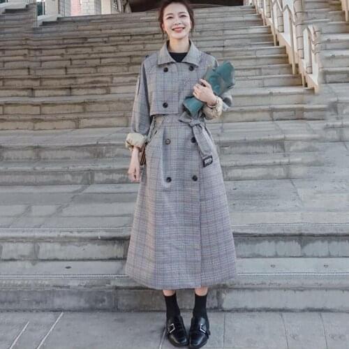 NSMW MI Women Windbreaker 2021spring Autumn New Korean Loose Double-Breasted Casual Long Fashion High-Quality Lining Lapel Coat8