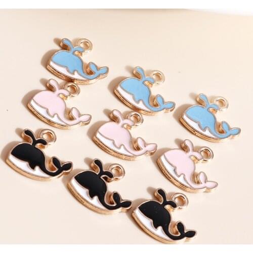 10pcs/lot 14*12mm Enamel 3 Color Whale Charms DIY for Necklaces Pendants Earrings Cute Animal Charms Jewelry Making Accessories