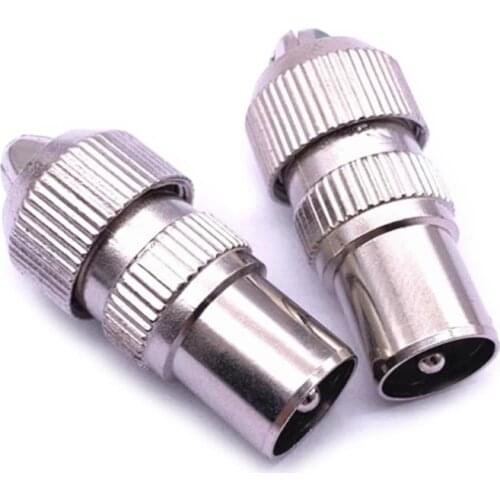 10 Pcs Metal Antenna Plug TV Aerial Connector Adapter Female Plug RF Coaxial Cable Socket Bamboo Head Female Plug