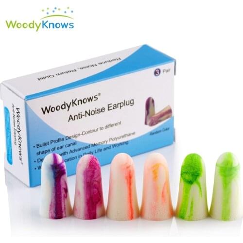 WoodyKnows Slow Rebound Noise Cancelling Soft Foam Sponge Sleep Aid Unisex Reusable Memory Ear plugs for Sleeping Travelling