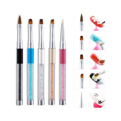 20pcs Nail Art Rhinestone Acrylic Handle Carving Nails UV Gel Painting Brush Lines Liner DIY Design Drawing Pen Manicure Tool