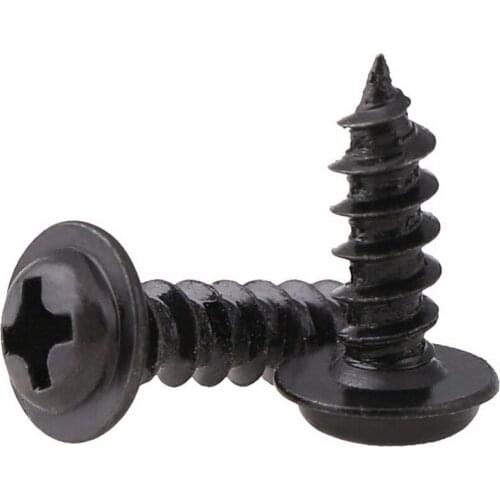 50/100Pcs Black Carbon Steel PWA M1.2 M1.4 M1.7 M2-M4 Cross Philips Pan Round Head Self Tapping Screw With Washer Zinc Plated