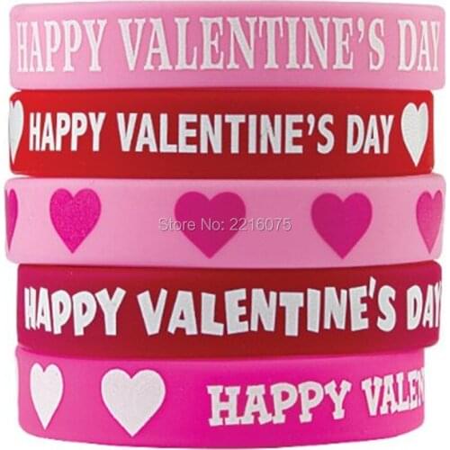 500pcs Happy Valentines Day wristband silicone bracelets free shipping by DHL express