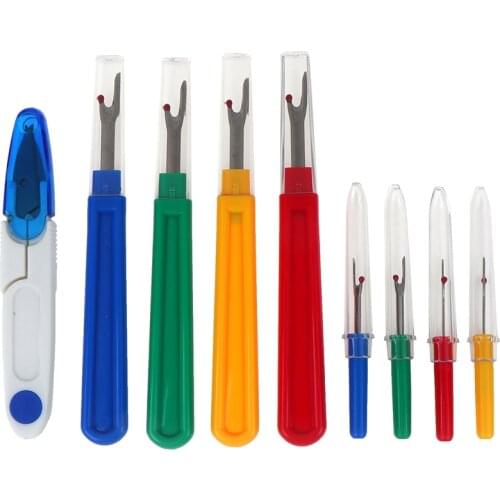 9pcs Seam Ripper Stitch Unpicker With Plastic Handle Thread Cutter DIY Sewing Remover Combination Cross Embroidery Tools