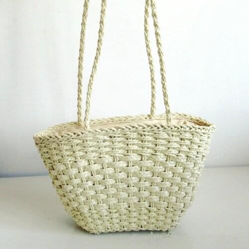 Aaby 2021 New Bohemian Straw Shoulder Bag For Women With String Lining High Qulity Patchwork Tote Bags Handmade Rattan Straw Bag