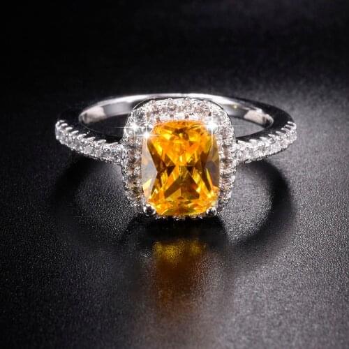 Promotion!! 7$ Real Solid 100% 925 Sterling Silver Wedding Rings Jewelry for Women Princess-cut 3ct topaz Engagement Ring