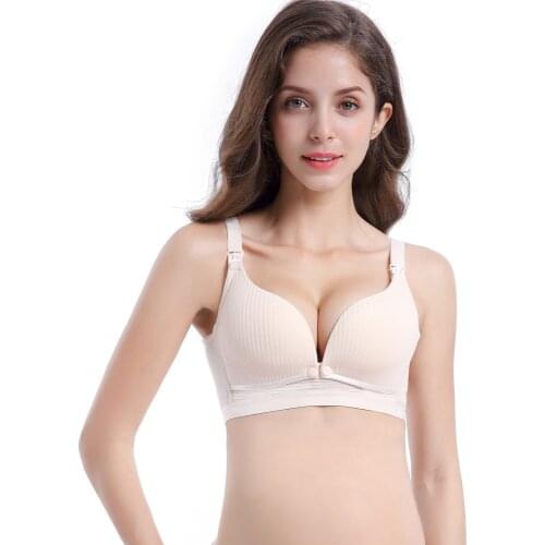 Maternity Pregnant Womens Cotton Thread Breastfeeding Breastfeeding Bra Gathered Underwear Front Buckle No Steel Ring Bra