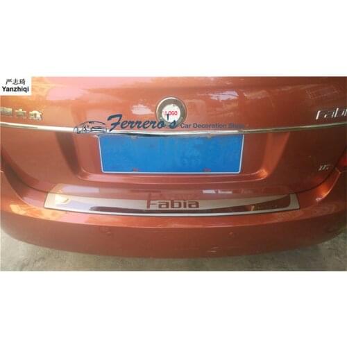 Free shipping for Skoda Fabia 2009-2014 stainless Steel back rear trunk Sill Scuff Plate Protection pedal high quality