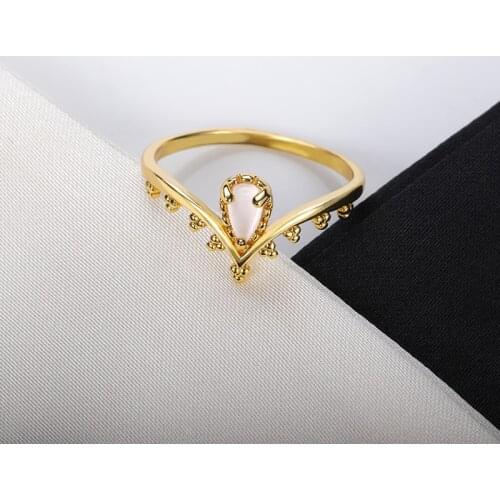 Boho Vintage Gold Knuckle Opal Rings For Women BOHO Crystal Crown Geometric Female Luxury Finger Ring Aesthetics Jewelry 2021