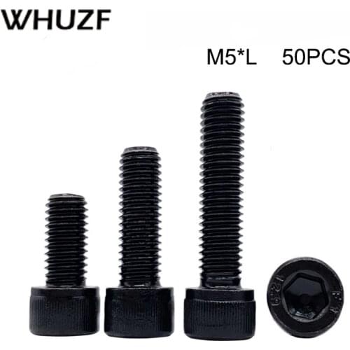 M5 bolt 50pcs M5*6/8/10/12/14 Hexagon socket screws Hex Head Socket Cap Screw Black 12.9 Grade Bolts M5 screws stainless bolts