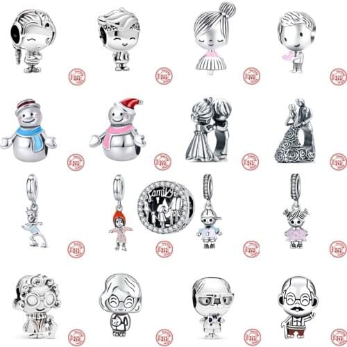 925 Silver Boy Girl Grandpa Grandma Family Member Beads Fit Original Pandora Charms Bracelets Women DIY Fine Jewelry Accessories