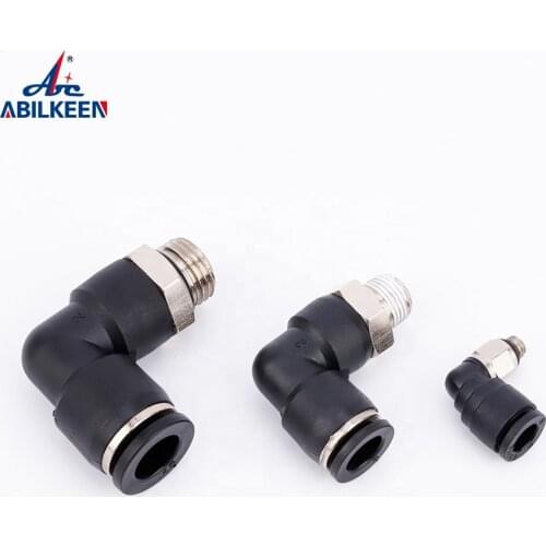 Black 4 6 8 10 12 14 16 mm Tube to Pneumatic Tube Connectors Elbow Quick Fittings Air fitting M5 1/8" 1/4" 3/8" 1/2" male thread