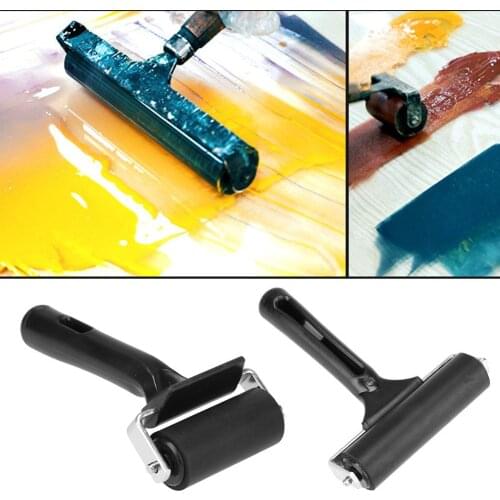 Black Rubber Roller Brush DIY Craft Tools Brayer Rubber Roller Paint Art Accessary Painting Hand Plastic Wall Home Professional