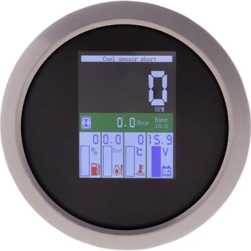 85MM Digital Tachometer Multi-functional 5 in 1 Gauge With Fuel Level Water Temp Oil Pressure Voltmeter Hourmeter Alarm 12V/24V