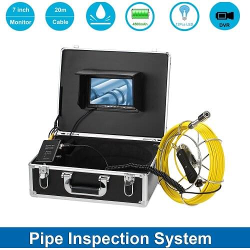 HD 7 Inch Screen Industrial Pipe Endoscope Inspection 20m Cable 23mm Lens Sewer Inspection Camera