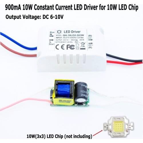 Isolated 900mA 10W Led Driver AC 110V 220V to DC 6-10V Power Supply for 10W High Power Red White LED Chip