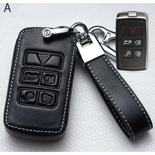 Leather Key Case Shell Car Key Cover for Land Rover Range Rover LR2 LR4 fit Evoque Velar for Jaguar F-Pace F-Type XE XF XJ