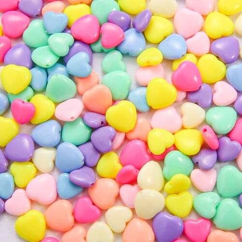 30g/Bag Heart Colorful Acrylic Loose Spacer Beads With Holes For DIY Handmade Jewelry Necklace Making Accessories