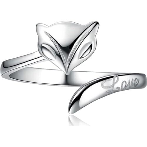 Hot cute fox rings 925 sterling silver fashion adjustable opening ring 2020 woman DIY jewelry Valentines Day gift free shipping
