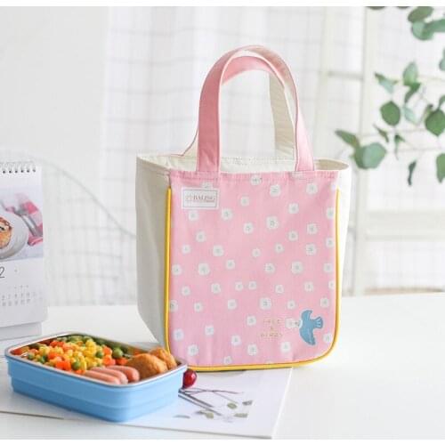 Cartoon Portable Canvas Lunch Pouch Ice Bag Picnic Work Thickened Box Cooler Fruit Fresh Food Organizer Case Travel Accessories