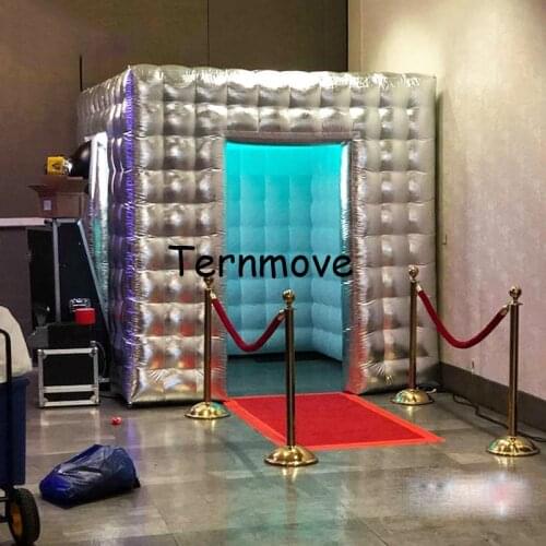 Silver gold led Inflatable Photo Booth Inflatable cube Tent Wedding Booth for Wedding Advertising Party Event (1 Free Logo)
