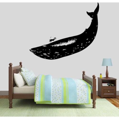 Whale Wall Decal Big Fish Sea Ocean Animal Art Vinyl Window Sticker Kids Bedroom Bathroom Nursery Home Decoration Wallpaper E628