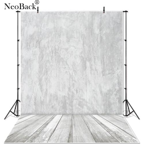 NeoBack Thin Vinyl Photo Backdrop Gray Concrete Wall Wood floor backgrounds children photo shooting printed Backdrops P0300
