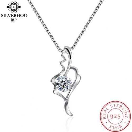 SILVERHOO Hollow Circle Necklaces Inlaid Cubic Zirconia Cubic Zirconia Hollow Circle Necklaces Fashion Jewelry Gifts gothic