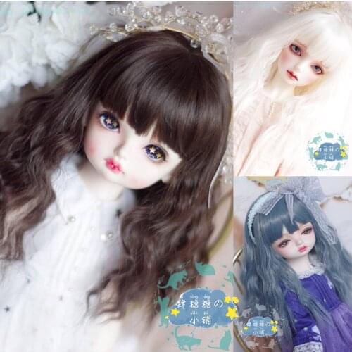 BJD doll wig high temperature silk medium long wavy hair 8 points 6 points 4 points giant baby 3 points big girl brown milk whit