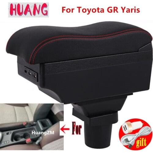 For Toyota GR Yaris Armrest Box For Toyota Yaris Cross Interior Parts Car Armrest box Retrofit parts with USB LED 2020 2021