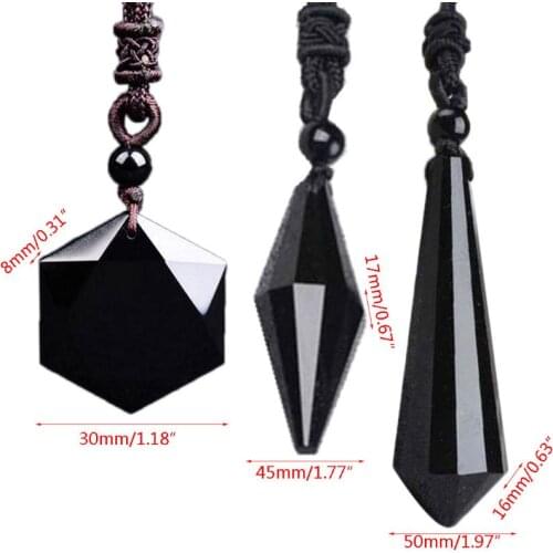 Black Obsidian Pendant Necklace Obsidian Star Pendant Lucky Crystal Jewelry