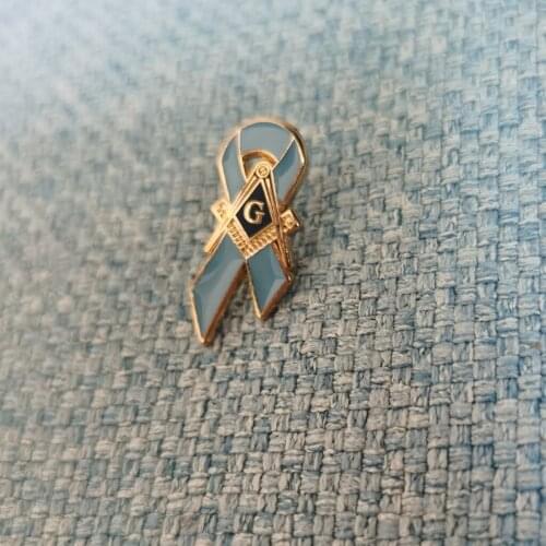 Custom Logo Pin Badge Blue Color Masonic Breast Cancer Awareness Pin Mason Freemason Souvenir Emblem Gift