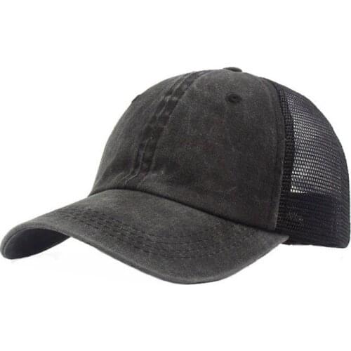 Unisex Washed Denim Distressed Sport Running Baseball Cap Breathable Snapback Adjustable Hat For Camping Hiking Golf