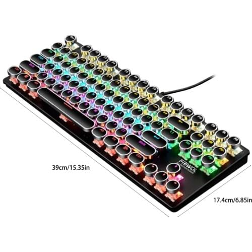 Wired 87 Keys Green Axis Punk Mechanical Round Keycap RGB USB Backlight Keyboard 667C