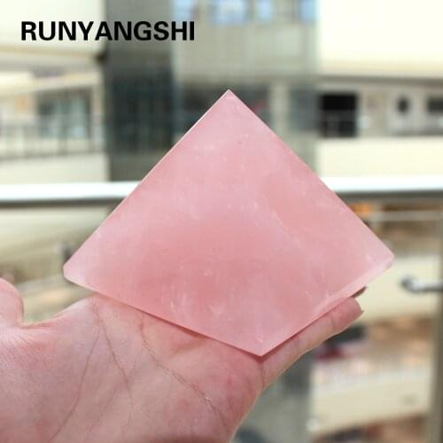 Runyangshi 1PC 500g 90x90mm Natural Rose Quartz Pyramid Stone Crystal Feng Shui Healing Specimens crystal point