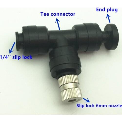 S266 100pcs Fog Mist Nozzle with 6mm Interface Garden Adjustable Low Pressure Spray Misting Nozzle Slip Lock 6mm Nozzle Mist