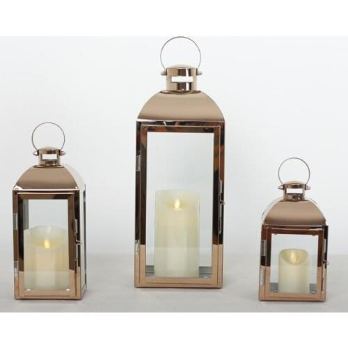 Nordic INS Gold Glass Candlestick Candle Holders Decor Stainless Steel Wind Lamp Candle Lantern Bougeoir Outdoor Wedding