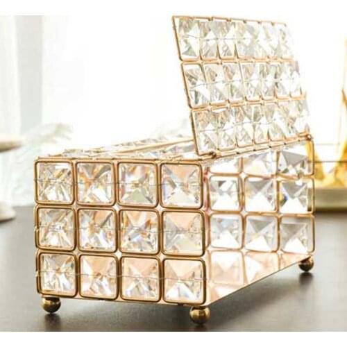 Style Metal Crystal Tissue Box Removable Tissue Tissue Napkin Holder Kitchen Living Room Dining Room Decoration