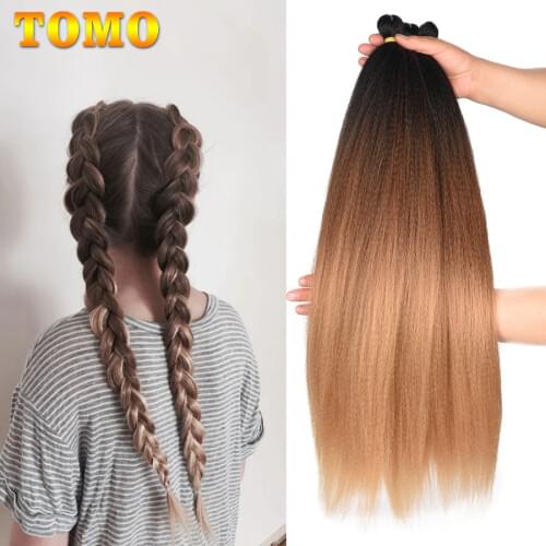TOMO Pre Stretched Braiding Hair Extensions Ombre Brown Blonde Jumbo Braids Hair Synthetic Crochet Hair Low Temperature Fiber