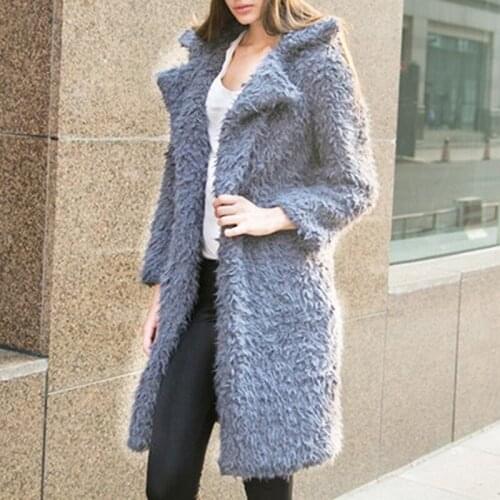 2021 Winter Women Long Sleeve Warm Coat Loose Turn Down Collar Long Coats Women Solid Color Casual Thicken Outwear