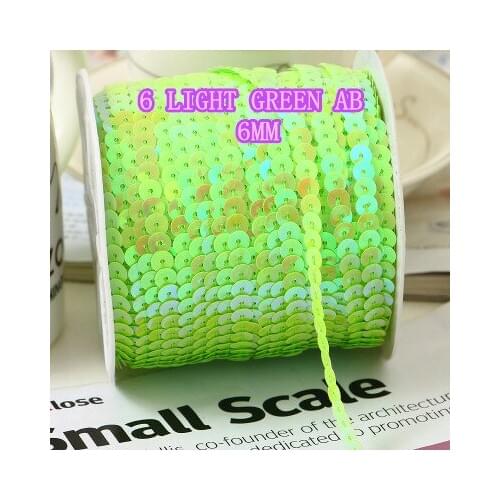 100 Yards 6mm AB PVC Sequins Trim, Sold per Packet of 1 Roll(100 Yards)-6 Light Green AB Confetti
