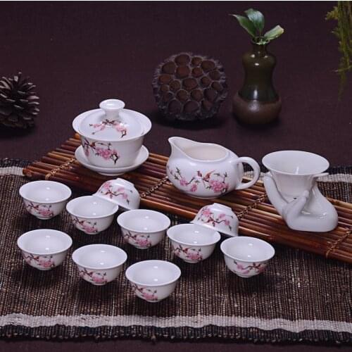 14 Pcs Travel Tea Sets Chinese Portable Ceramic Bone China teaset Gaiwan Teacup Porcelain Tea Cup The Kung Fu Teapot Set