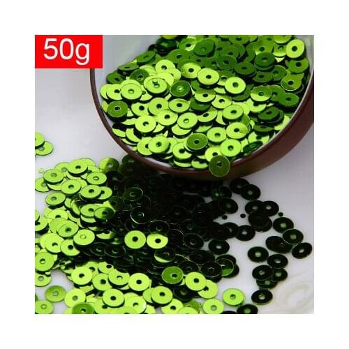2017 New-50g(10000pcs) 4mm Flat Round Loose Sequins Paillettes Sewing Wedding Craft Good Quality 6# Light Green Olivine