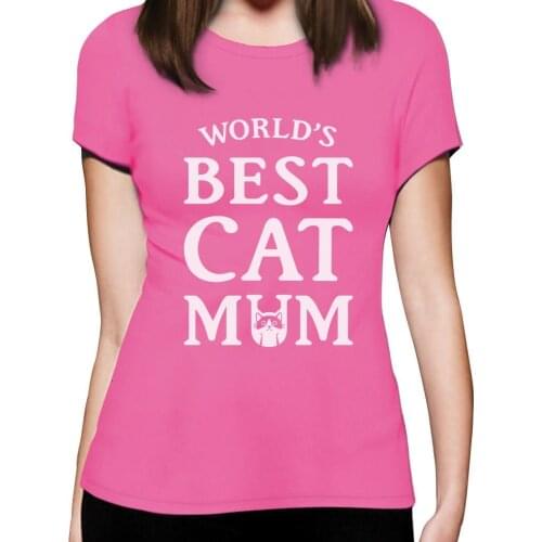 2019 100% Quality Cotton Womens Print T-Shirt Worlds Best Cat Mum Gift For Cat Lover Funny Women T-Shirt
