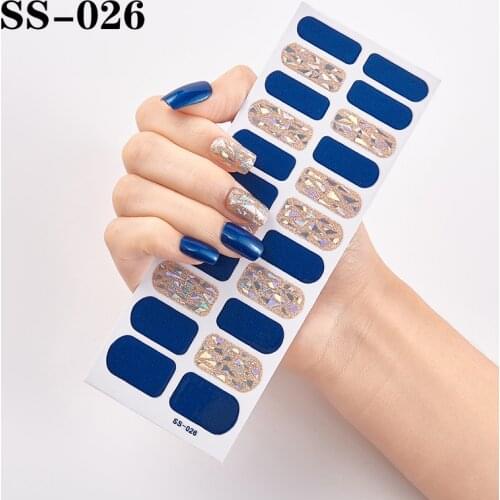 22tips/sheet New Japanese Style Full Cover Nail Art Stickers Glitter DIY Manicure 3D Laser Designs Nail Wraps Ongles Decorations