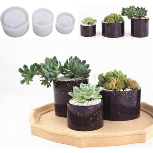 3 Pcs Flower Pot Epoxy Resin Mold Jewelry Storage Box Cup Casting Silicone Mould DIY Crafts Home Decorations Making Tool