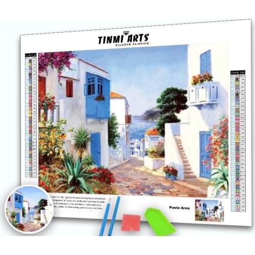 5D Diamond Painting House Diamond Embroidery Landscape Rhinestones Pictures Mosaic Seaside Home Decor