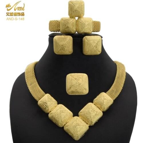 Jewelery Set Wedding Jewelry Gold Color Earrings Big Bracelets Arab Accessories 24k Gifts Rings Female Women Indian Accessories
