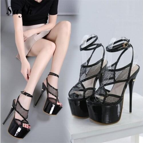 Sexy Women Cross Strap High Heels Sandals 16cm Fashion Stripper Shoes Party Pumps Shoes Women Nightclub High Platform Sandals